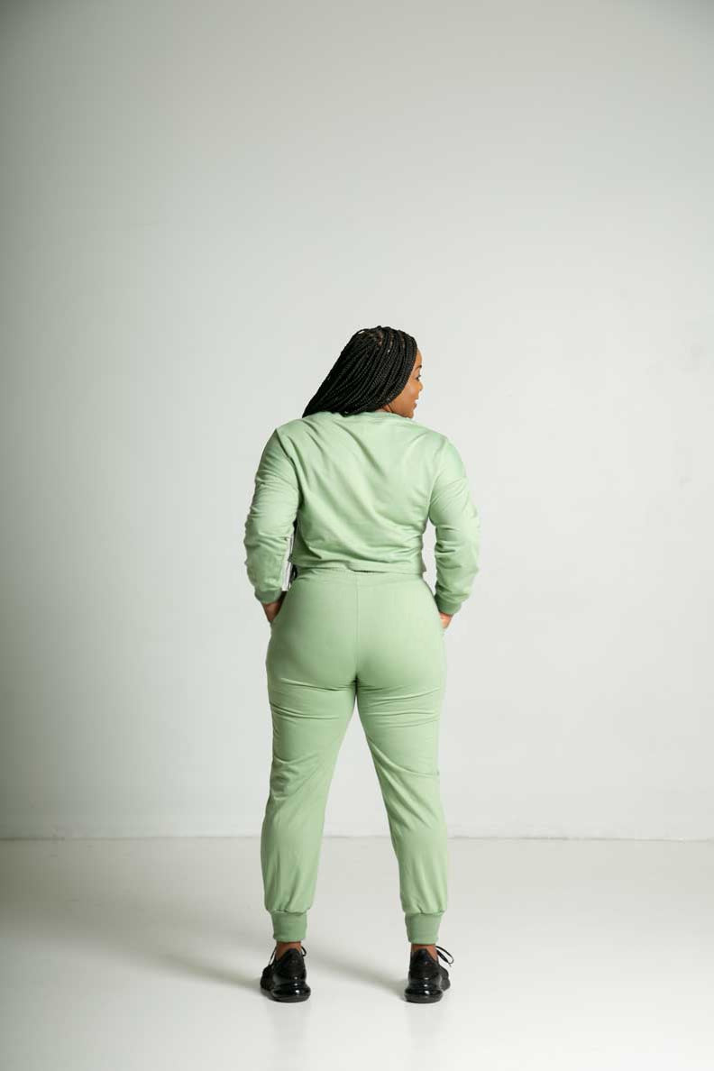 Valentyna Jogger Set in Pale Green Begin Now Athleisure Apparel