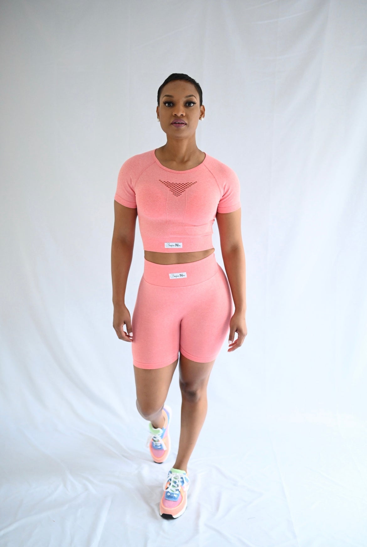 Ma'Kayla Cap Sleeve Crop Top Short Set in Pink