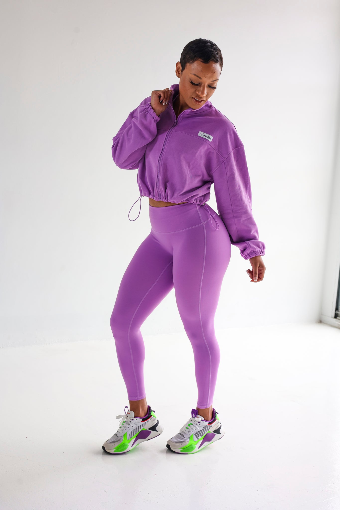 Meshia Ombre 2 piece Yoga Set in Purple – Begin Now Athleisure Apparel